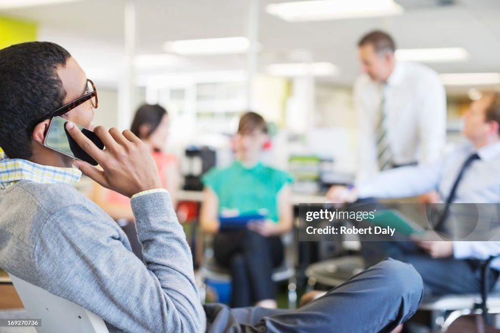 Businessman talking on cell phone