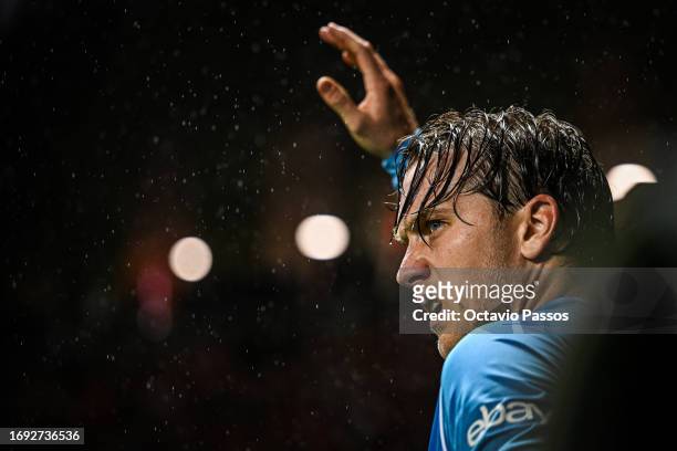 Piotr Zielinski of SSC Napoli in action during the UEFA Champions League match between SC Braga and SSC Napoli at Estadio Municipal de Braga on...