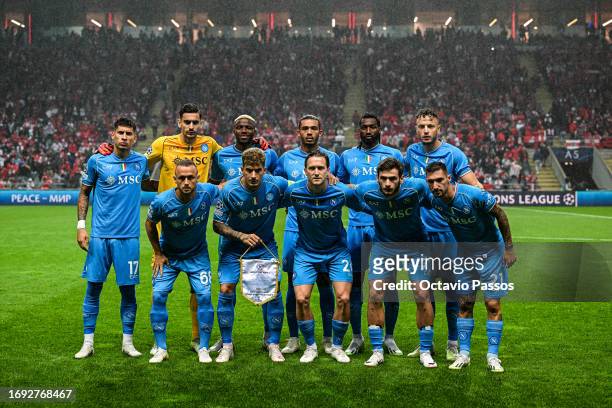 Initial tem of SSC Napoli poses during the UEFA Champions League match between SC Braga and SSC Napoli at Estadio Municipal de Braga on September 20,...