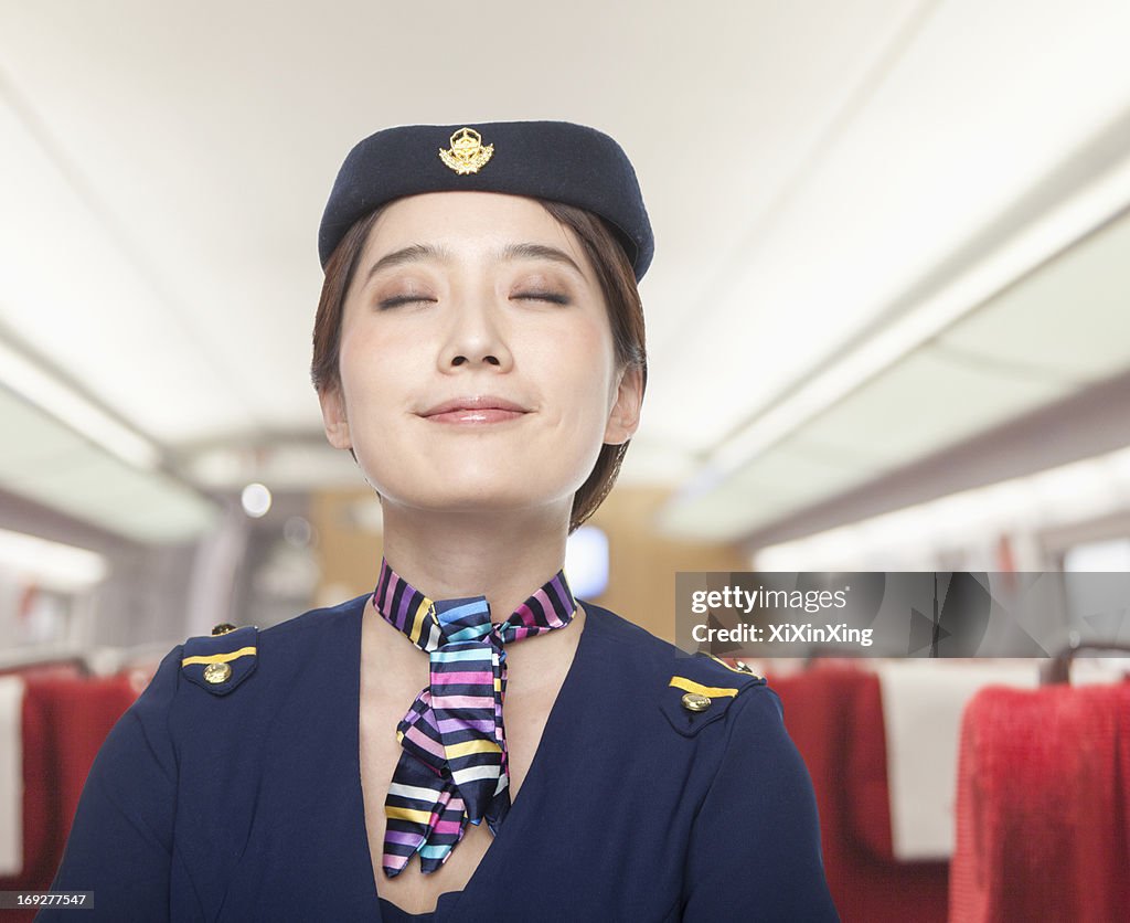 Portrait of Air Stewardess, Eyes Closed