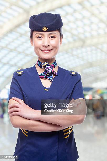 portrait of air stewardess - air stewardess stockfoto's en -beelden