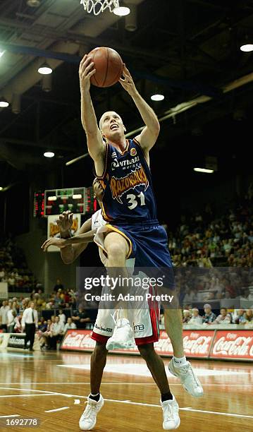 John Rillie of the Razorbacks in action during the NBL Basketball game between the West Sydney Razorbacks and the Wollongong Wolves at the State...