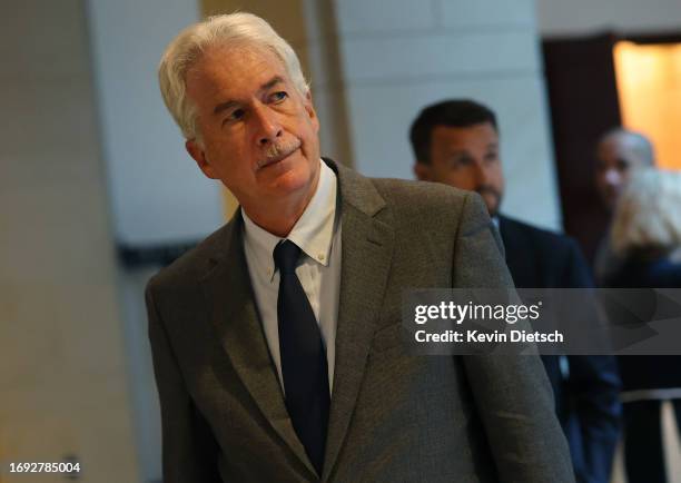 Director William Burns arrives for a briefing on Ukraine at the U.S. Capitol on September 20, 2023 in Washington, DC. Leaders from the State...