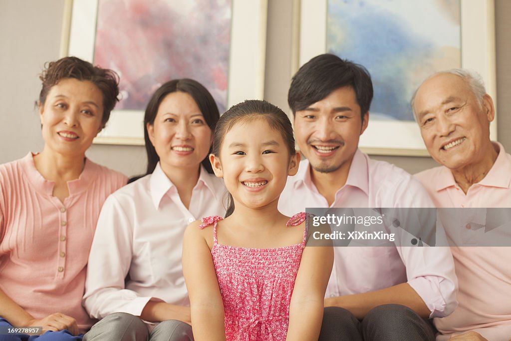 Multigenerational family smiling, portrait