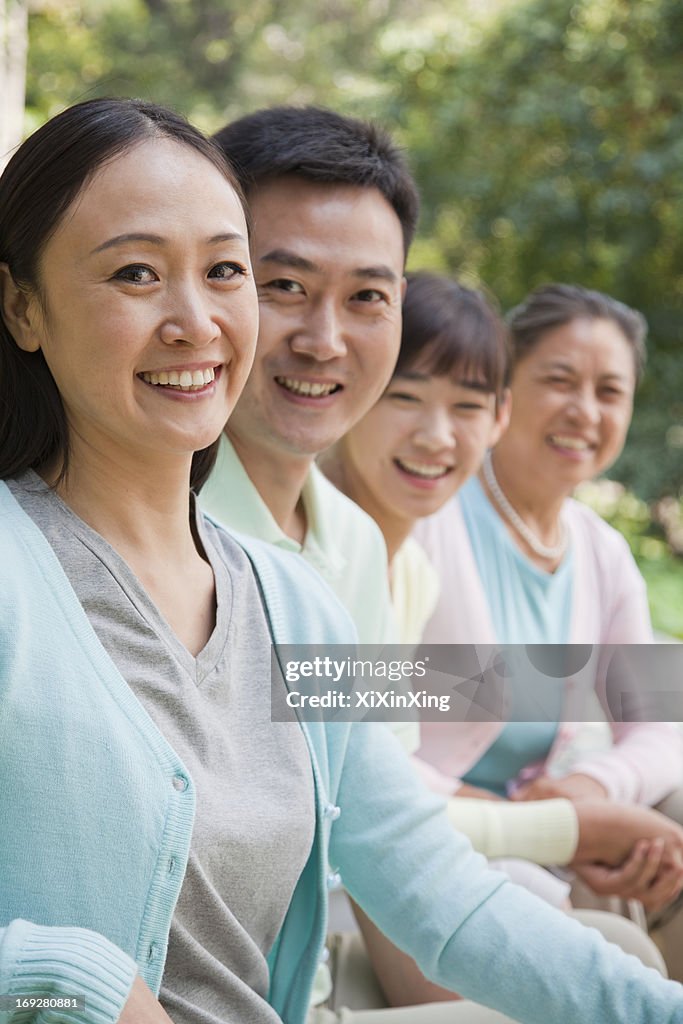 Multi generational family portrait, outdoors Beijing