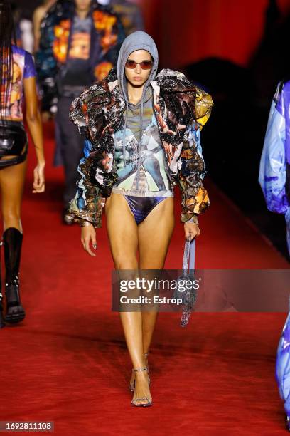 Model walks the runway at the Diesel fashion show during the Milan Fashion Week Womenswear Spring/Summer 2024 on September 20, 2023 in Milan, Italy.