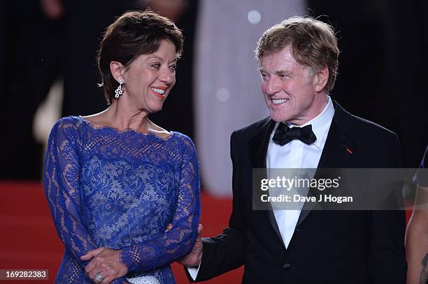 Actor Robert Redford and his wife Sibylle Szaggars attend the 'All Is Lost' Premiere during the 66th Annual Cannes Film Festival at Palais des...