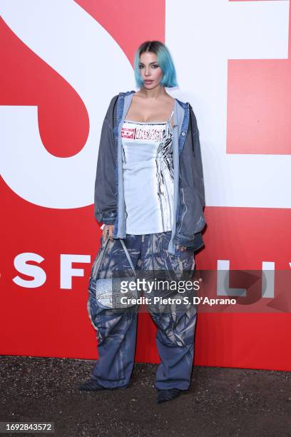 Rose Villain attends the Diesel fashion show during the Milan Fashion Week Womenswear Spring/Summer 2024 on September 20, 2023 in Milan, Italy.