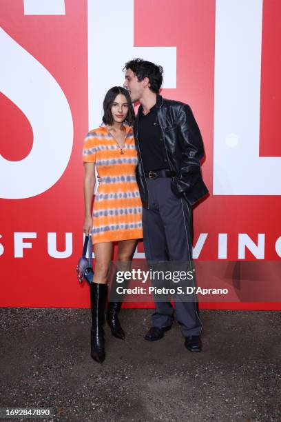 Sara Marino and Tananai attend the Diesel fashion show during the Milan Fashion Week Womenswear Spring/Summer 2024 on September 20, 2023 in Milan,...