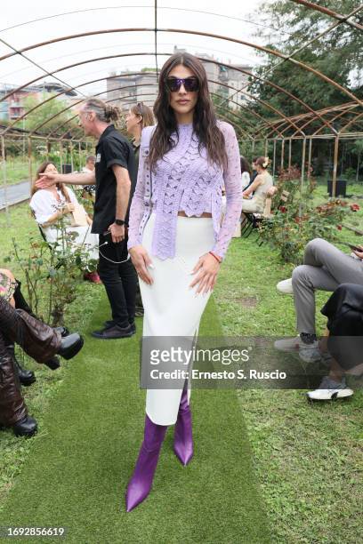Giulia Salemi attends the Marco Rambaldi fashion show during the Milan Fashion Week Womenswear Spring/Summer 2024 on September 20, 2023 in Milan,...