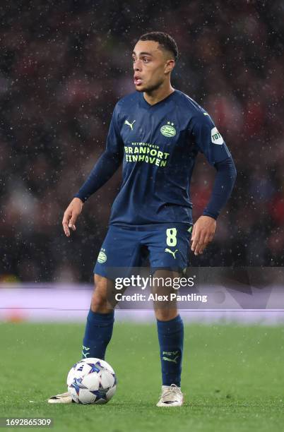 Sergino Dest of PSV during the UEFA Champions League match between Arsenal FC and PSV Eindhoven at Emirates Stadium on September 20, 2023 in London,...