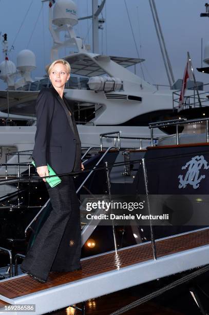 Princess Charlene of Monaco attends the Roberto Cavalli Yacht Party during The 66th Annual Cannes Film Festival on May 22, 2013 in Cannes, France.