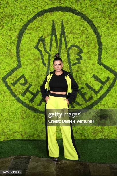 Emma Marrone attends the Moncler X Pharrell Williams launch party during the Milan Fashion Week Womenswear Spring/Summer 2024 on September 20, 2023...