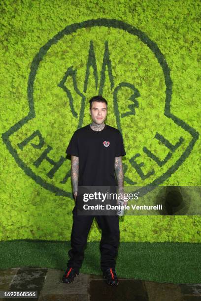 Fedez attends the Moncler X Pharrell Williams launch party during the Milan Fashion Week Womenswear Spring/Summer 2024 on September 20, 2023 in...