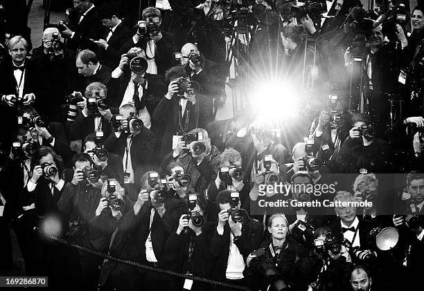 Photographers during arrivals for the 'All Is Lost' Premiere during the 66th Annual Cannes Film Festival at Palais des Festivals on May 22, 2013 in...