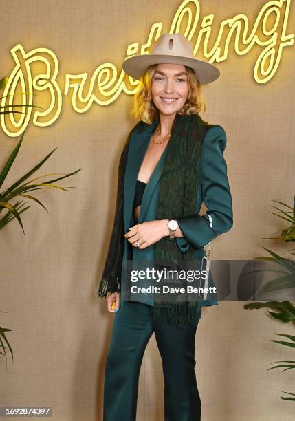 Arizona Muse attends the launch of the Breitling Navitimer 32/36 Collection and 'For The Journey' campaign hosted by Breitling and Alex Eagle in...