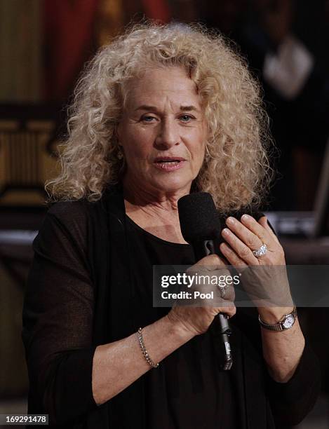 Singer-songwriter Carole King speaks after being awarded by U.S. President Barack Obama the 2013 Library of Congress Gershwin Prize for Popular Song...