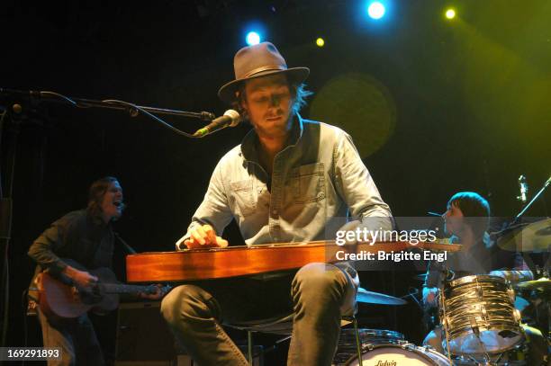 Dave Lang, Scott Stanton and Chris Peterson of Current Swell perform on stage at KOKO on May 22, 2013 in London, England.