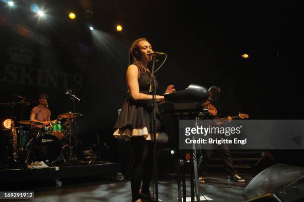 Jamie Kyriakides, Marcia Richards and Jonathan Doyle of The Skints perform on stage at KOKO on May 22, 2013 in London, England.
