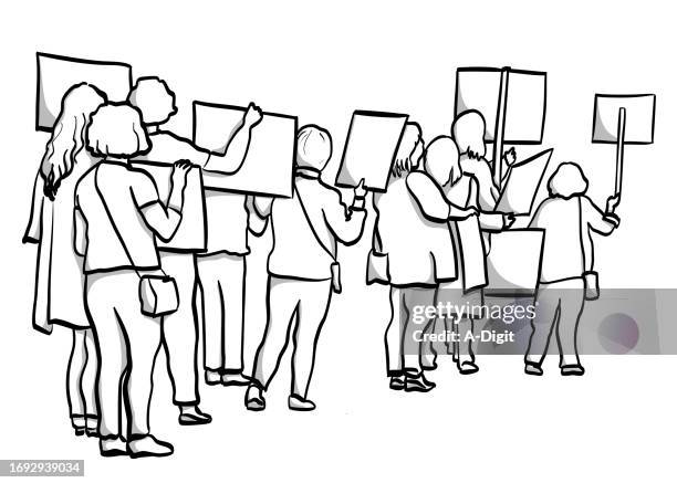 Protest Rights Drawing 273 Protest Crowd Drawing High Res Illustrations - Getty Images