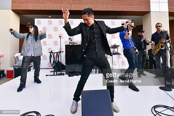 Splif, Kev Nish and Prohgress of Far East Movement perform at Macy's & American Airlines Celebrate Asian-Pacific American Heritage Month with Far...