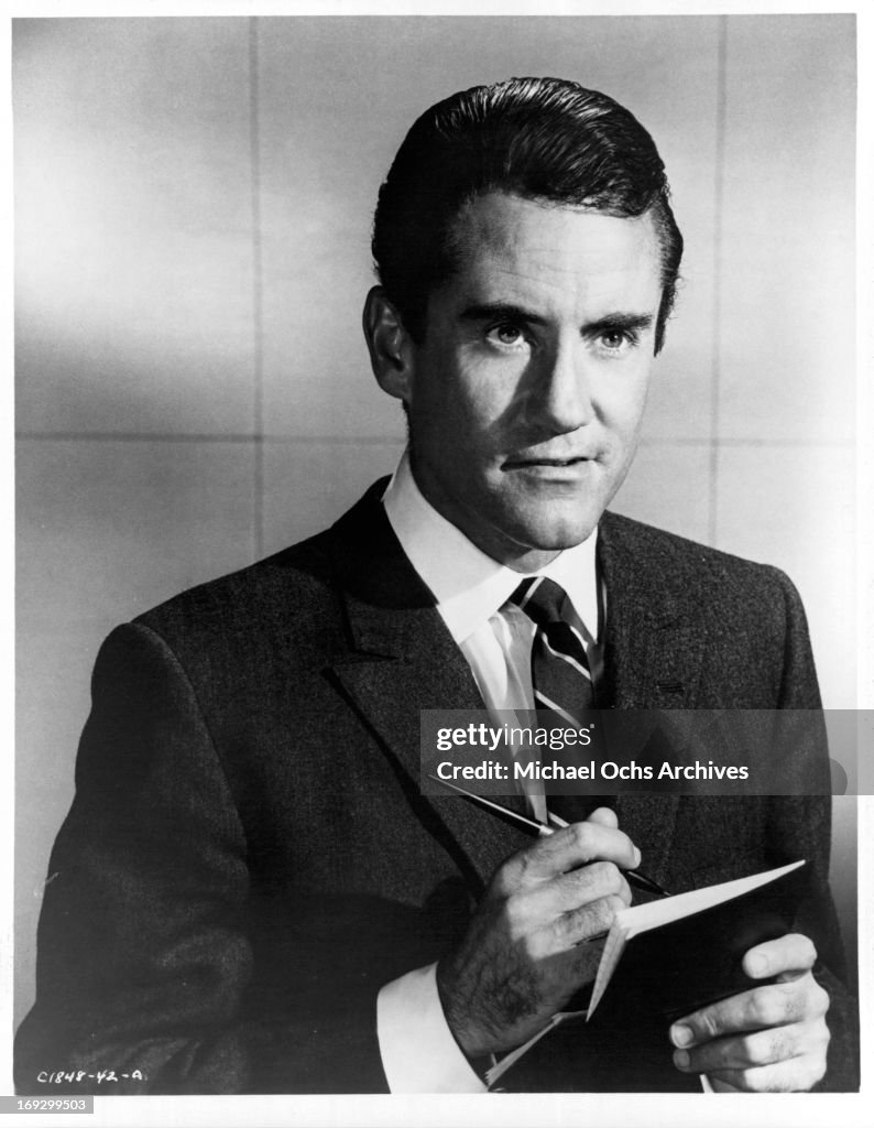 Ian Bannen takes notes in a scene from the film 'Penelope', 1966. News