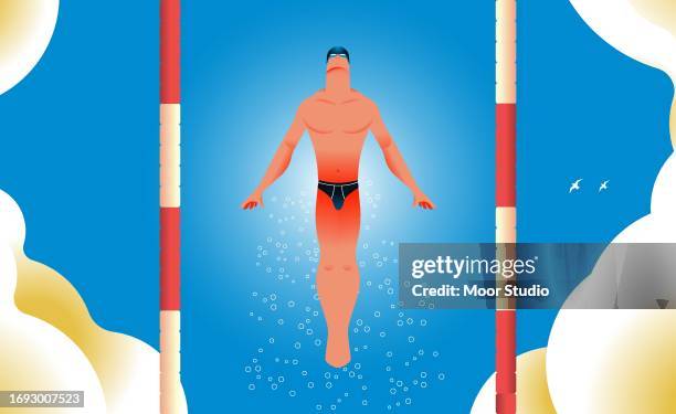 swimmer in the pool vector illustration - butterfly stroke stock illustrations