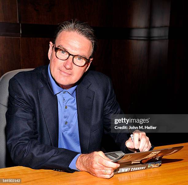 Eight time tennis grand slam champion Jimmy Connnors signs copies of his new book "The Outsider" at Barnes & Noble bookstore at The Grove on May 22,...