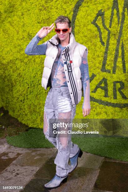 Achille Lauro arrives at the Moncler event during the Milan Fashion Week Womenswear Spring/Summer 2024 on September 20, 2023 in Milan, Italy.