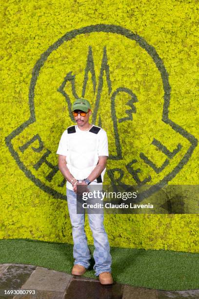 Pharrell Williams arrives at the Moncler event during the Milan Fashion Week Womenswear Spring/Summer 2024 on September 20, 2023 in Milan, Italy.