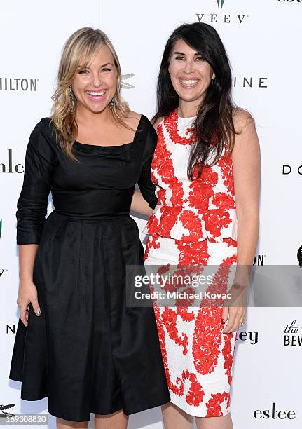 Estee Stanley and Hillary Kerr attend The Beverly Hilton unveiling of the redesigned Aqua Star Pool By Estee Stanley at The Beverly Hilton Hotel on...