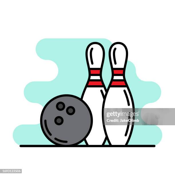 bowling ball and pins line art - ten pin bowling stock illustrations