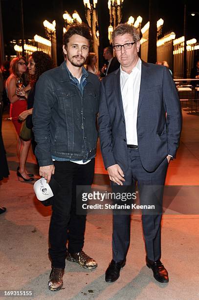 James Franco and Marc Glimcher attend LACMA Celebrates Opening Of James Turrell: A Retrospective at LACMA on May 22, 2013 in Los Angeles, California.