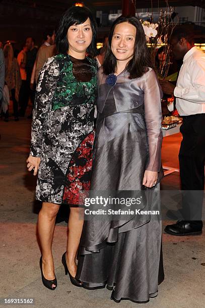 Christine Y Kim and Kyung Turrell attend LACMA Celebrates Opening Of James Turrell: A Retrospective at LACMA on May 22, 2013 in Los Angeles,...