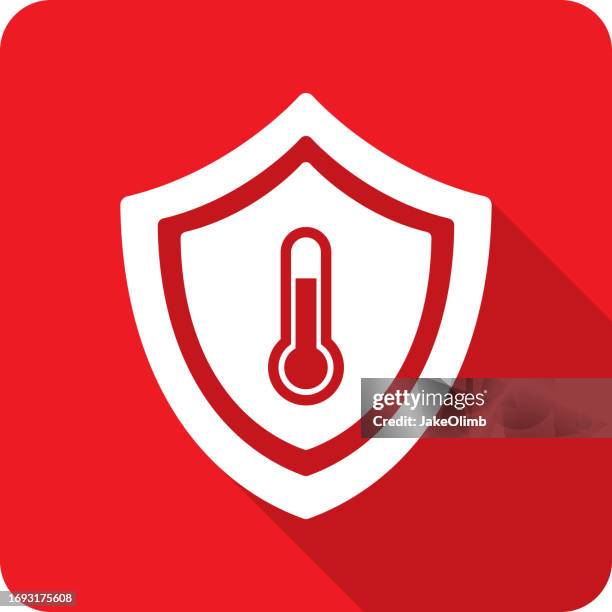 shield thermometer icon silhouette 1 - caution hot stock illustrations