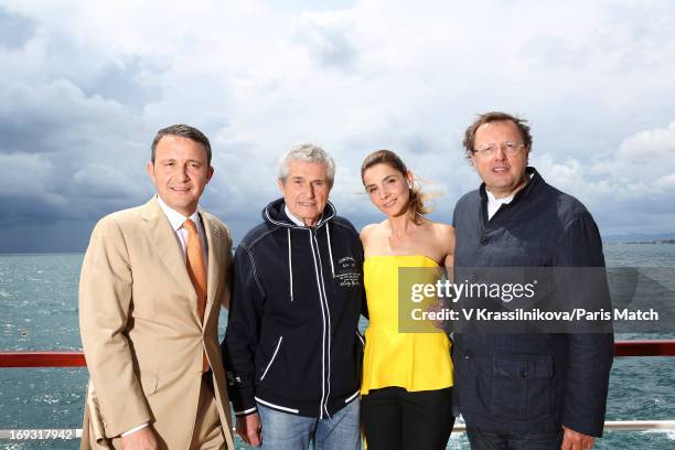 Film director Claude Lelouch, director of the Hotel Cap Eden Roc Philippe Perd and actor Clotilde Couraufor are photographed for Paris Match on May...