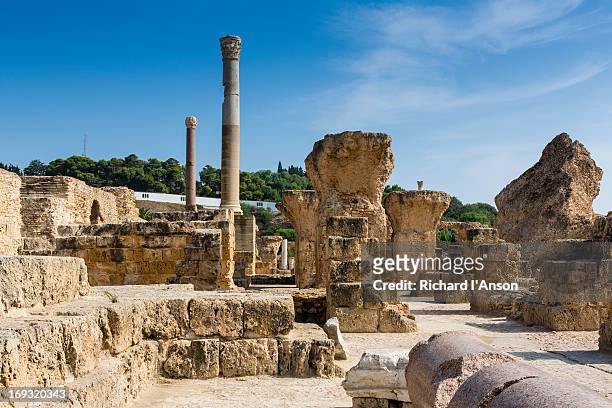 ruins of antonine baths complex in carthage - tunis stock pictures, royalty-free photos & images