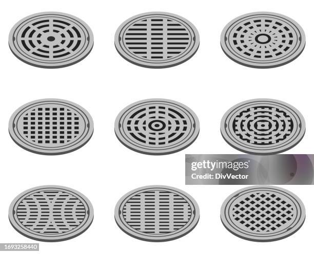manhole covers vector illustration - manhole stock illustrations