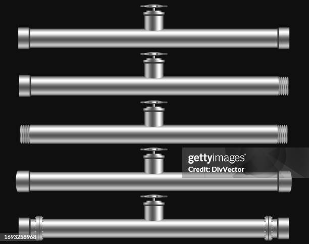 water tube pipelines with valves vector set - water valve stock illustrations