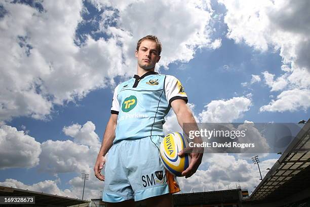 Stephen Myler of Northampton Saints poses on May 16, 2013 at Franklin's Gardens in Northampton, England.