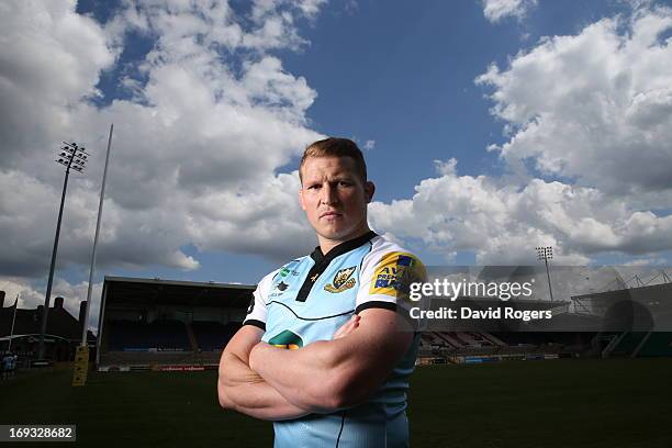 Dylan Hartley, the Northampton Saints captain poses on May 16, 2013 at Franklin's Gardens in Northampton, England.