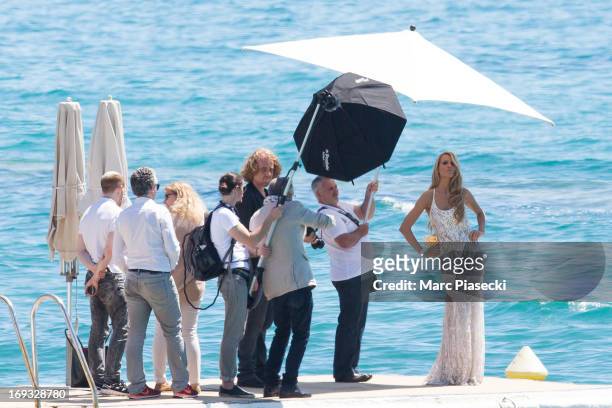 Petra Nemcova is seen during a photoshoot on the 'Plage du Martinez' during the 66th annual Cannes Film Festival on May 23, 2013 in Cannes, France.