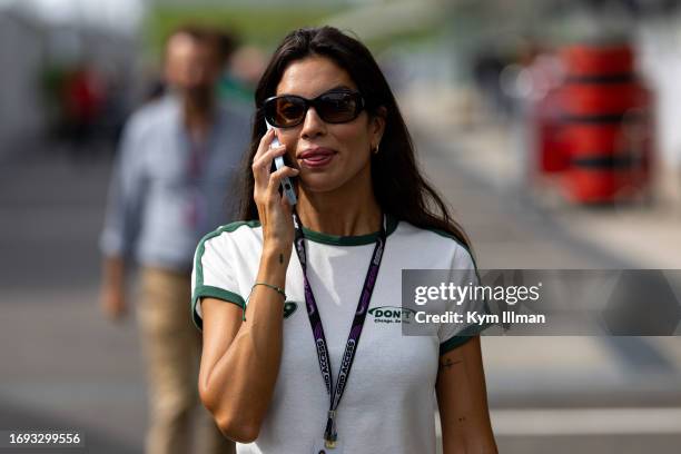 Spanish TV presenter Melissa Jiminez in the paddock during previews ahead of the F1 Grand Prix of Japan at Suzuka Circuit on September 21, 2023 in...