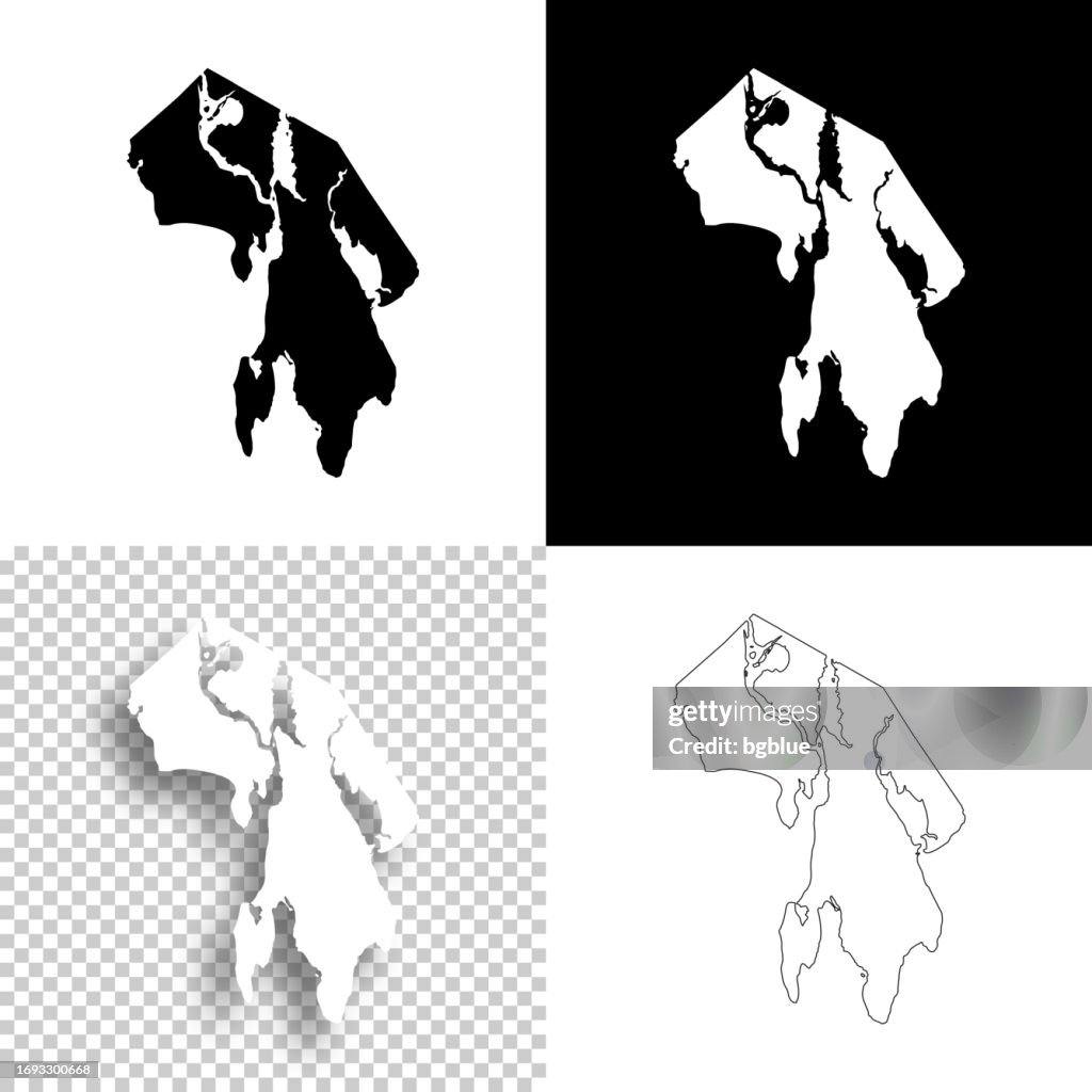 Bristol County, Rhode Island. Maps for design. Blank, white and black backgrounds
