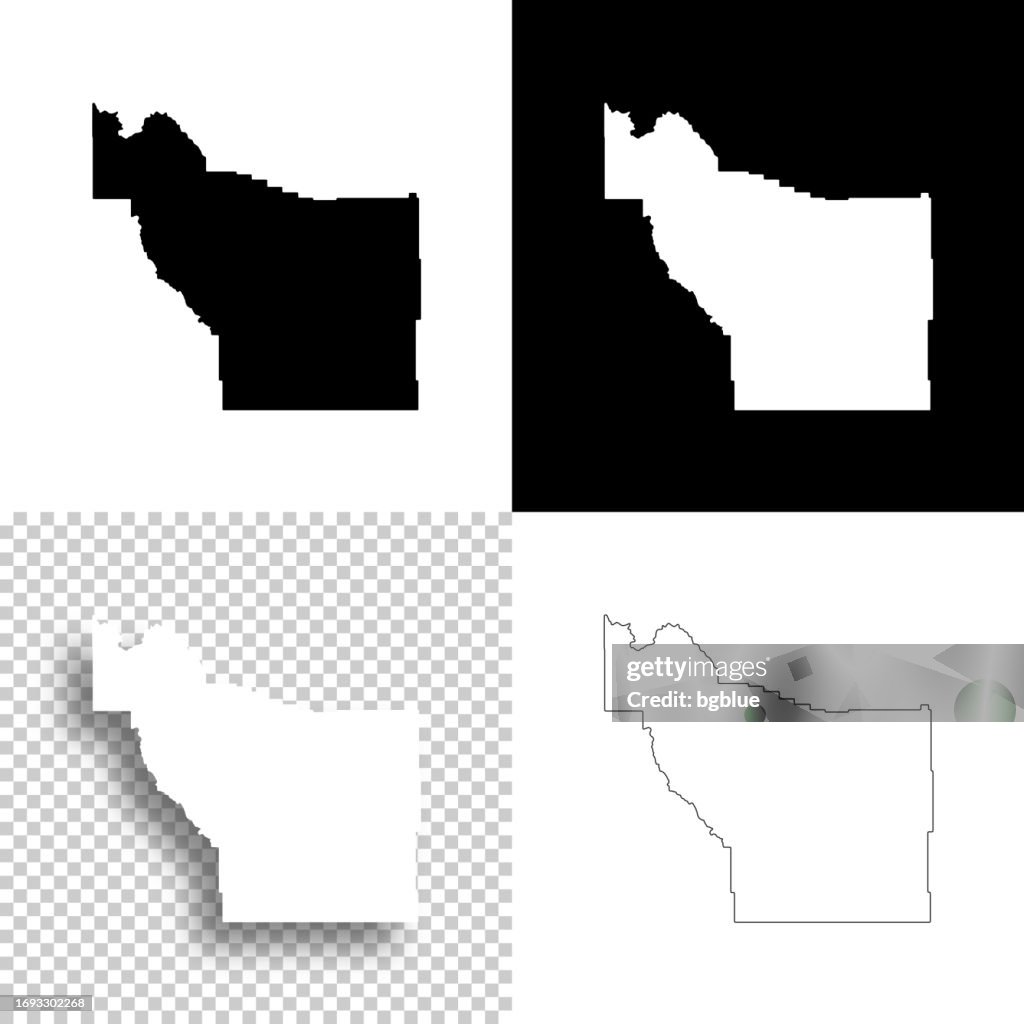 Fremont County, Wyoming. Maps for design. Blank, white and black backgrounds