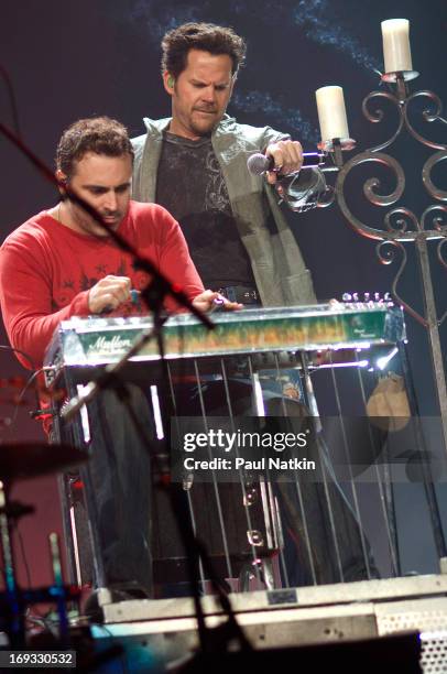 American country music singer Gary Allen and an unidentified slide guitar player perform at the Allstate Arena, Rosemont, Illinois, November 16, 2007.