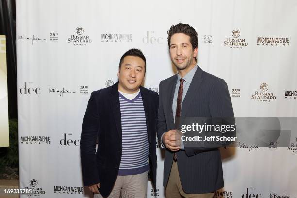 Andy Li and David Schwimmer attend Michigan Avenue Magazine Celebrates Cover Star David Schwimmer With Russian Standard Vodka At The Dec Rooftop...