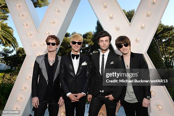 Nash Overstreet, Ryan Follese, Ian Keaggy and Jamie Follese of Hot Chelle Rae attend amfAR's 20th Annual Cinema Against AIDS during The 66th Annual...