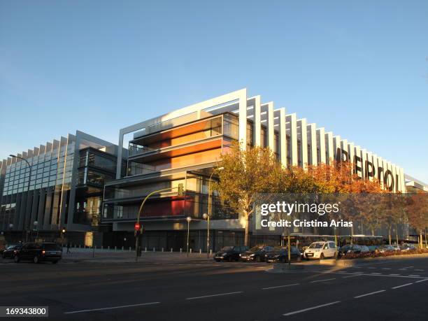 General view of the new headquarters Repsol oil company in Madrid, designed by the architectural firm Rafael de la Hoz, houses the corporate campus...