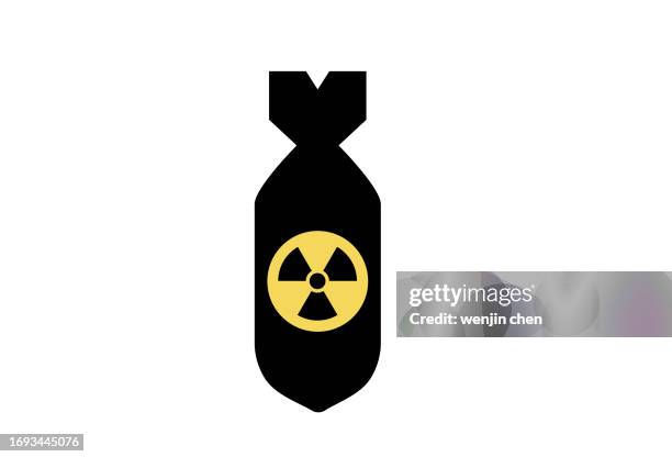 nuclear atomic bomb warning icon - hydrogen bomb stock illustrations